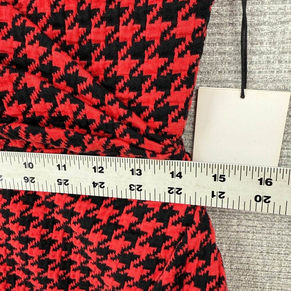Lini Red Houndstooth Surplice Sleeveless‎ Sheath Dress Sz M Party Mini Cocktail - Picture 8 of 14